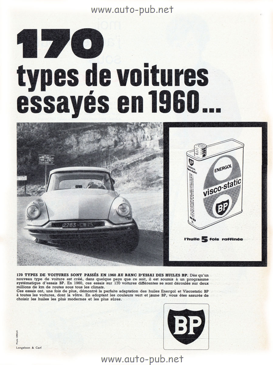 PUBLICITE ADVERTISING  1960 Super TOTAL Plus d'Hiver pour votre Voiture 