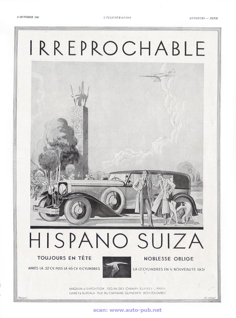 roue KAP sur voiture HISPANO SUIZA 30 HP publicité papier l'ILLUSTRATION 1913 